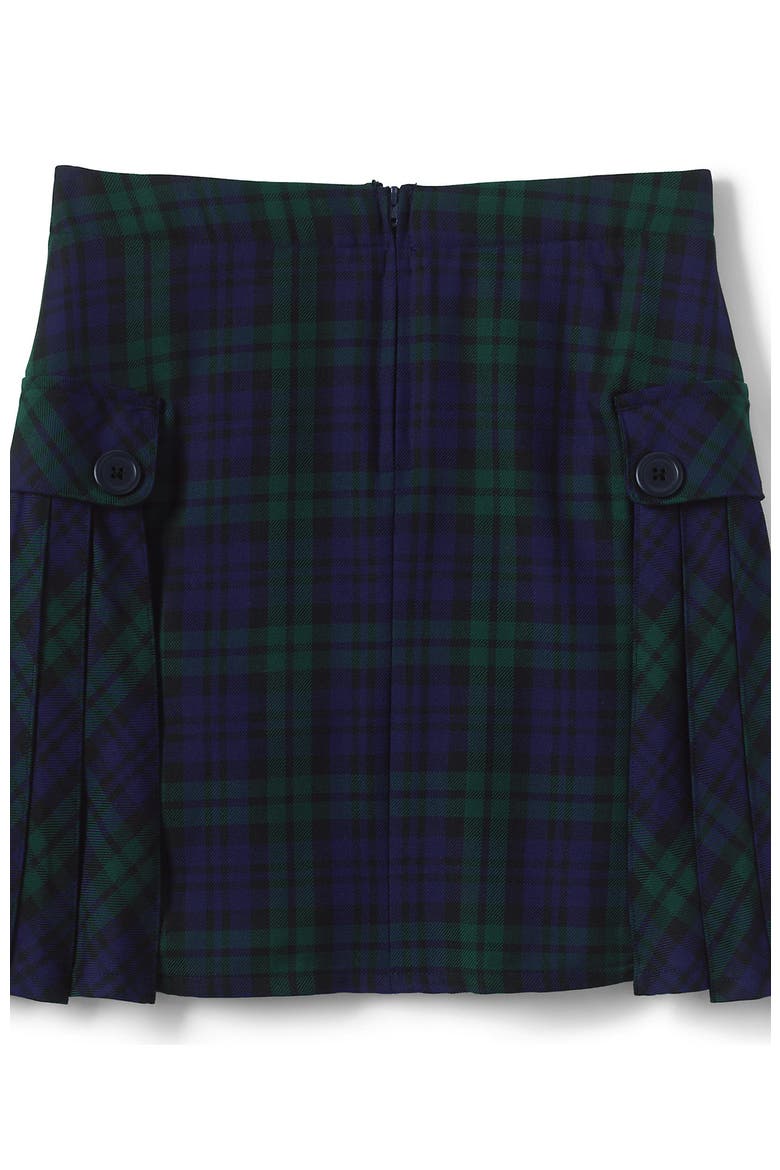 Girls Plus Side Pleat Plaid Skort Above the Knee, Alternate, color, Classic Navy/Evergreen Plaid