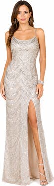 LARA New York Beaded Faux-Wrap V-Neck Bridal Gown