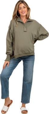 PinkBlush Snap Button Pullover Henley Sweatshirt