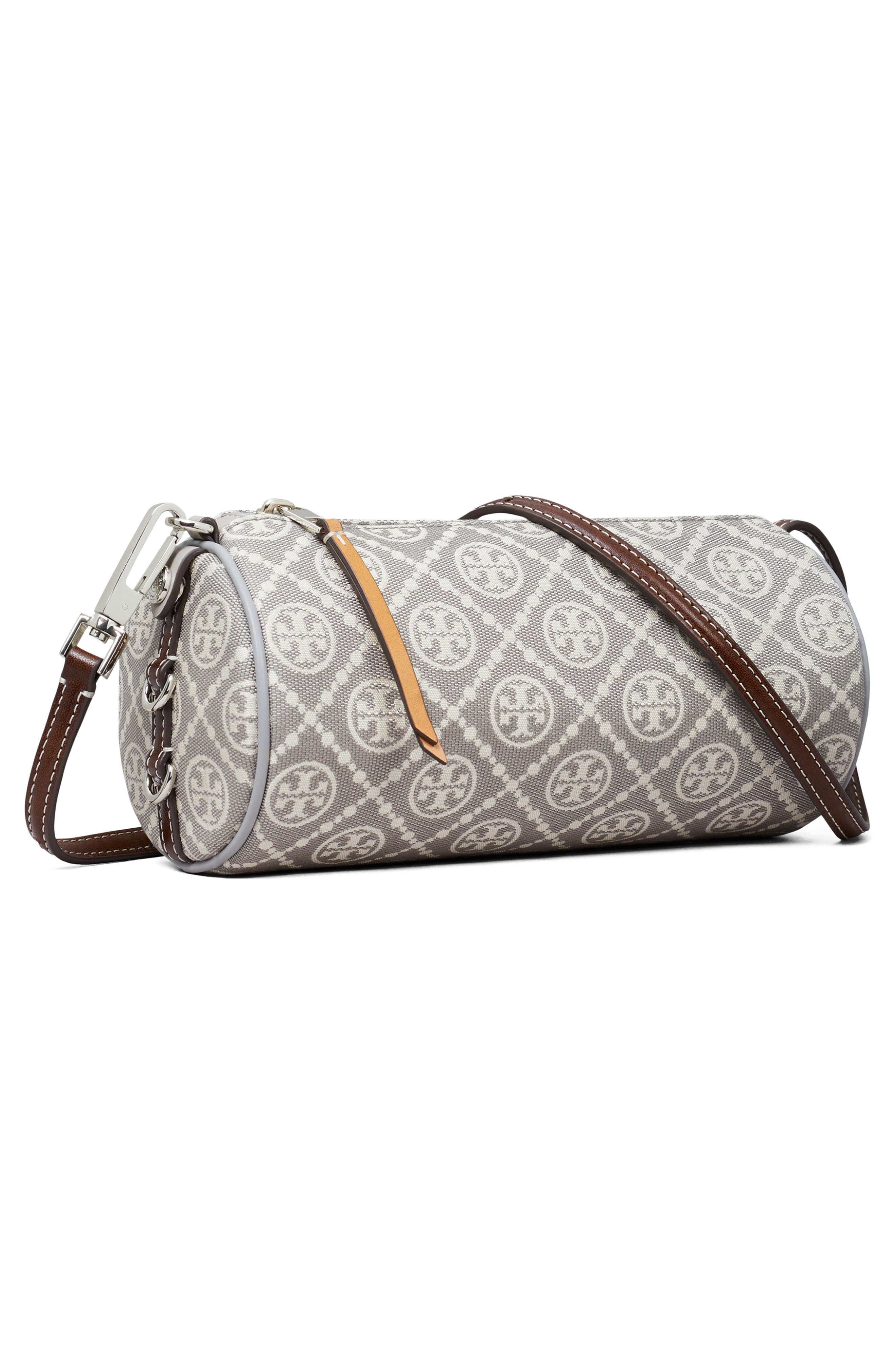 Tory Burch T Monogram Utility Cylinder Shoulder Bag, Alternate, color, Gray