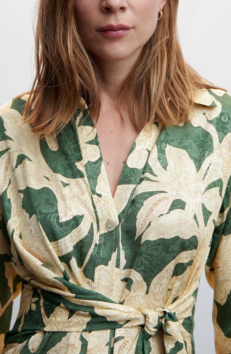 MANGO Floral Jacquard Long Sleeve Shirtdress, Alternate, color, 