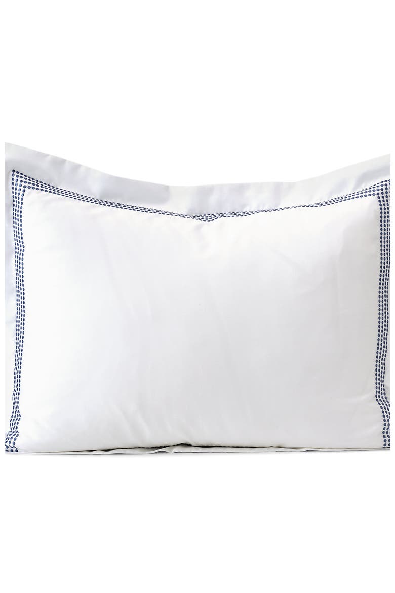 400 Thread Count Premium Supima Cotton No Iron Sateen Embroidered Pillow Sham, Alternate, color, Dusk Indigo Sky Dots