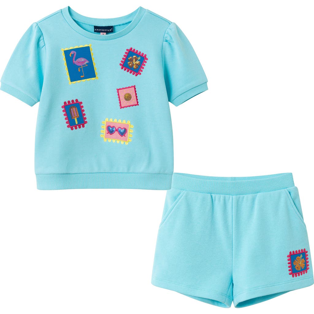 Andy & Evan Kids' French Terry Graphic Top & Shorts Set