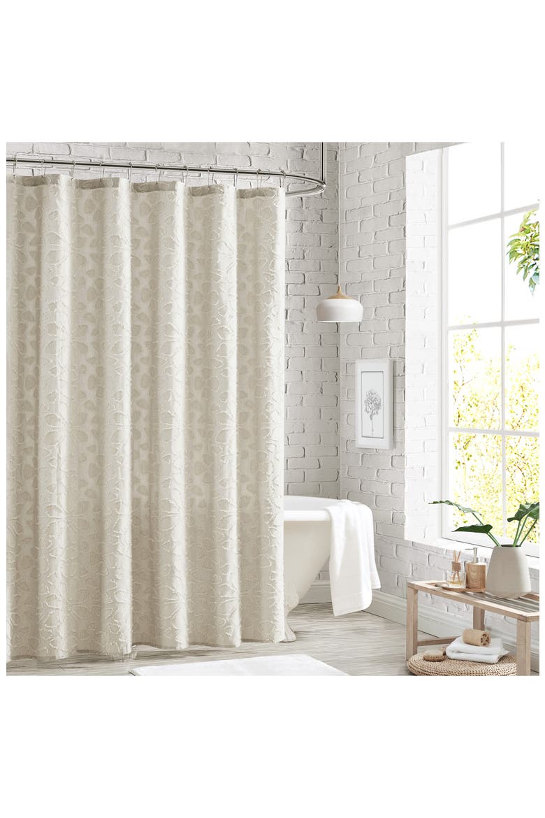 Clipped Floral Shower Curtain, Main, color, NATURAL