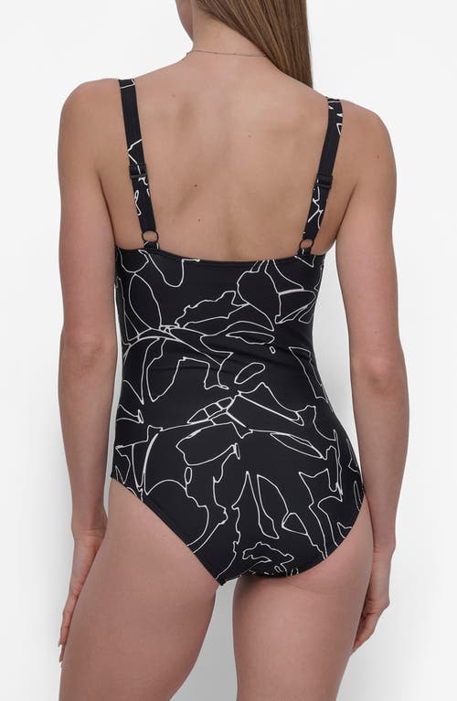 Dkny Starburst One-piece Swimsuit In Black/white Outline