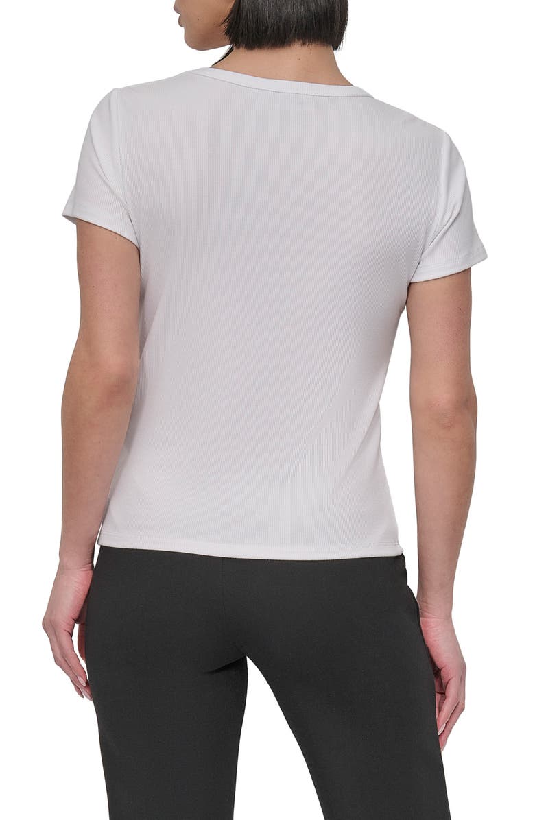 DKNY Twist Neck Rib T-Shirt, Alternate, color, White