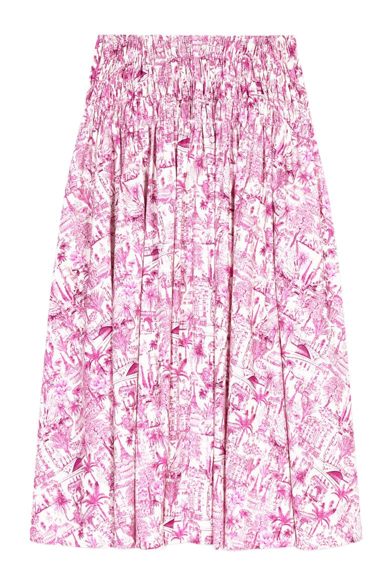 Elasticated smocked-waist skirt, Alternate, color, Paris pink print