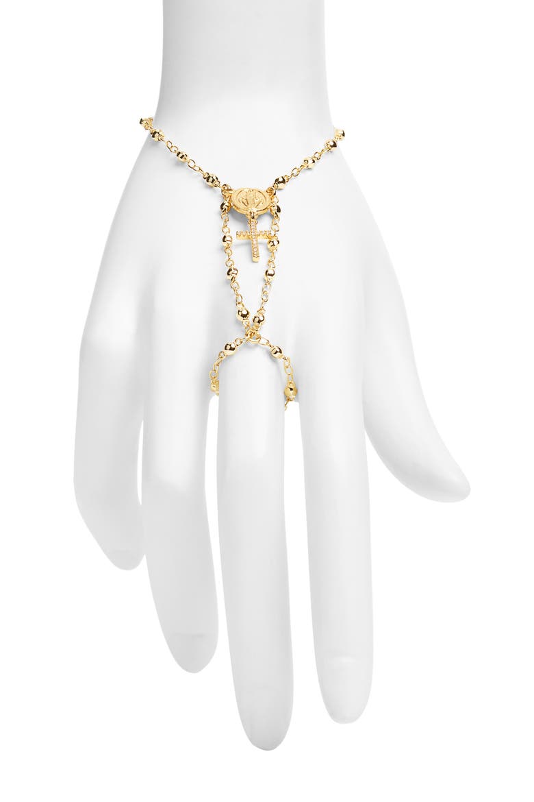 Rosary Cross Hand Chain, Main, color, GOLD