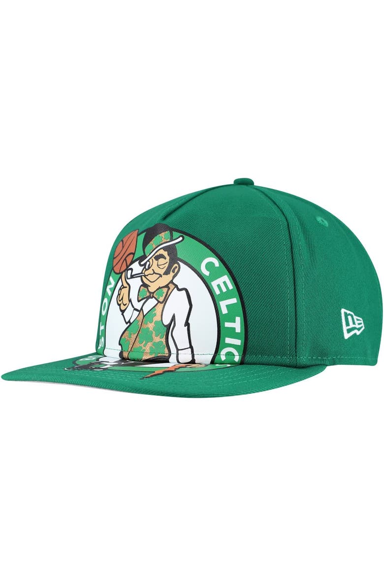 Men's New Era Kelly Green Boston Celtics Oversized Puff Print Logo Golfer Snapback Hat, Main, color, Kelly Green