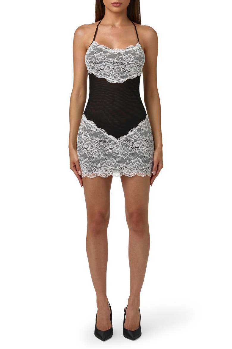 Lace & Mesh Halter Minidress video