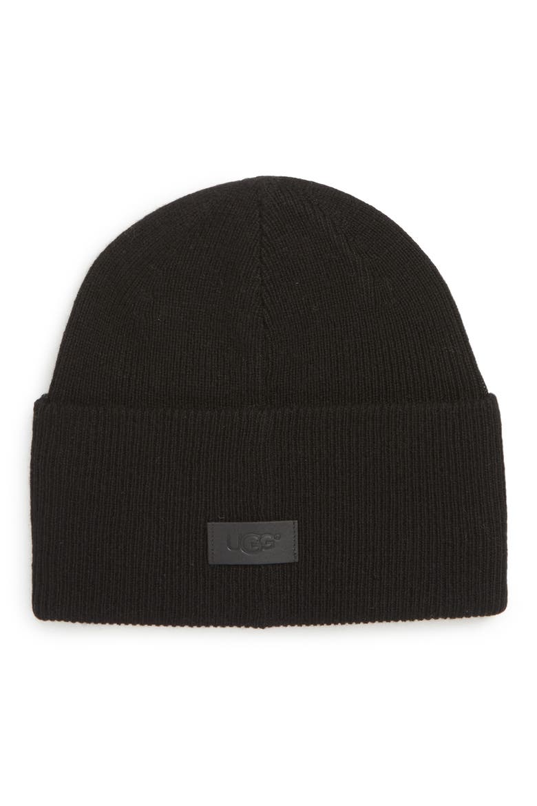 High Cuff Knit Wool & Cashmere Beanie, Main, color, BLACK
