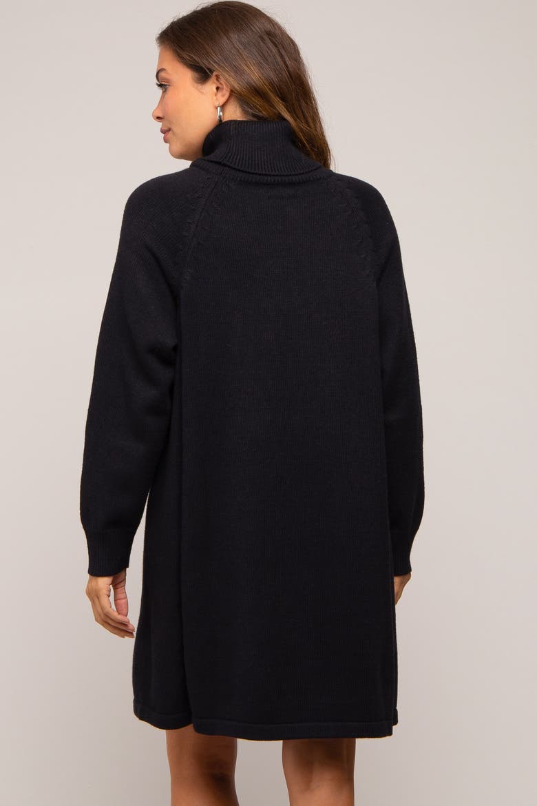 Turtleneck Long Sleeve Sweater Dress, Alternate, color, Black