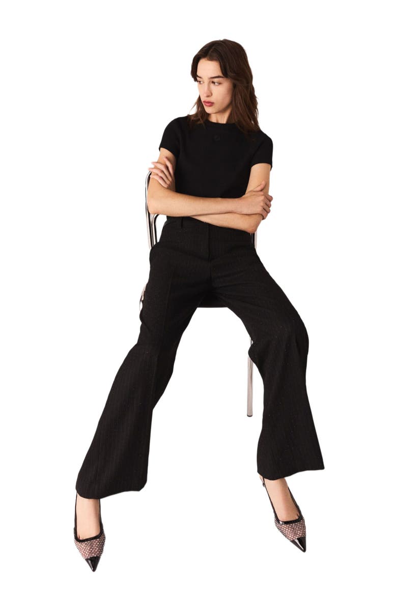 maje Rhinestone suit trousers, Alternate, color, Black