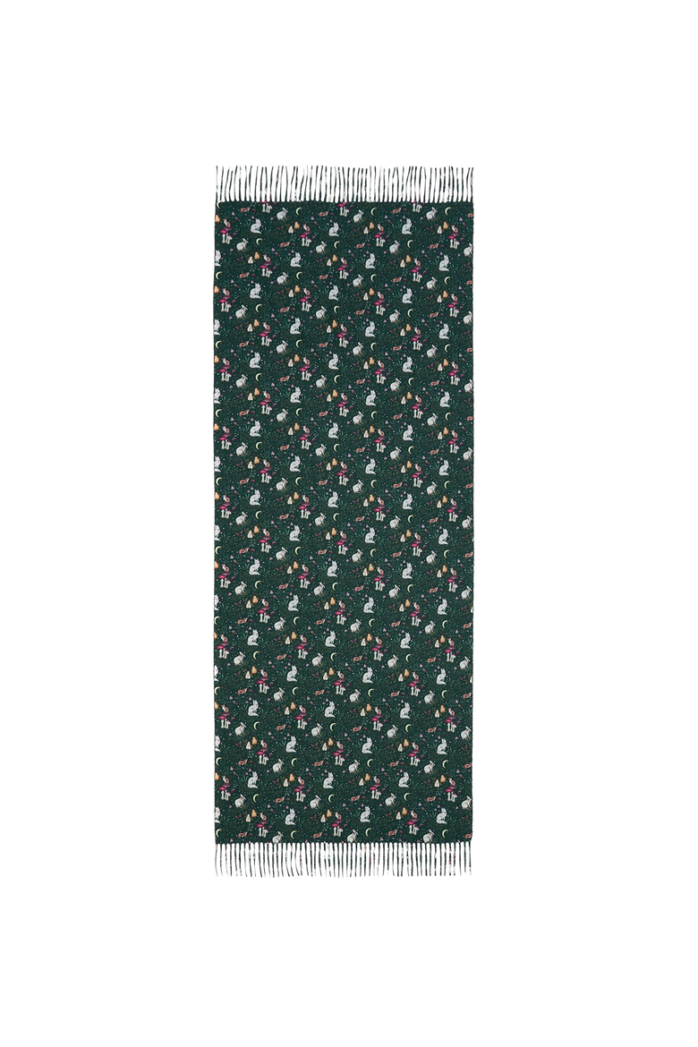 Niva Long Fringed Scarf, Alternate, color, Dark Green
