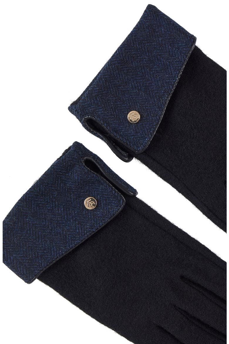 Tech Knit Gloves with Contrast Cuff, Alternate, color, BLACK