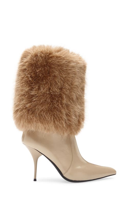 Jeffrey Campbell Thermal Faux Fur Cuff Bootie In Neutral