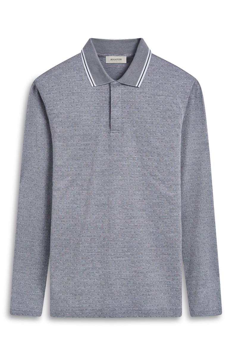 Bugatchi Jacquard Long Sleeve Polo, Alternate, color, Platinum