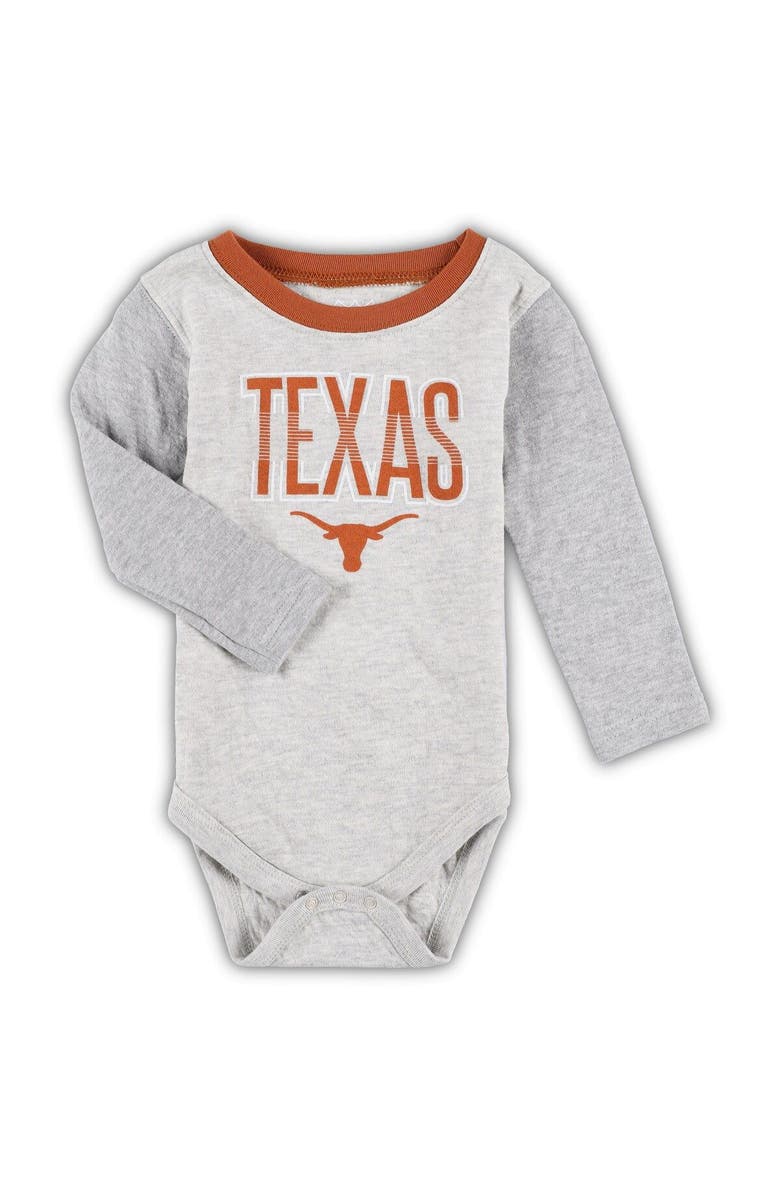 Wes & Willy Infant Wes & Willy Heather Gray Texas Longhorns Jie Jie Long Sleeve Bodysuit & Pants Set, Alternate, color, Orange