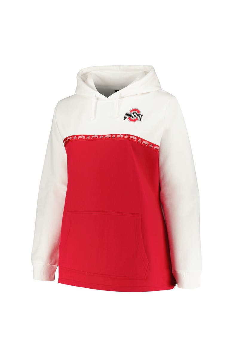 PROFILE Women's Profile White/Scarlet Ohio State Buckeyes Plus Size Taping Pullover Hoodie, Alternate, color, 