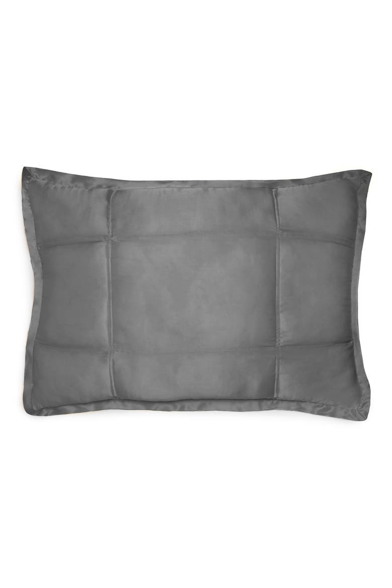 Donna Karan Collection 'Surface' Silk Charmeuse Quilted Pillow Sham, Main, color, CHARCOAL