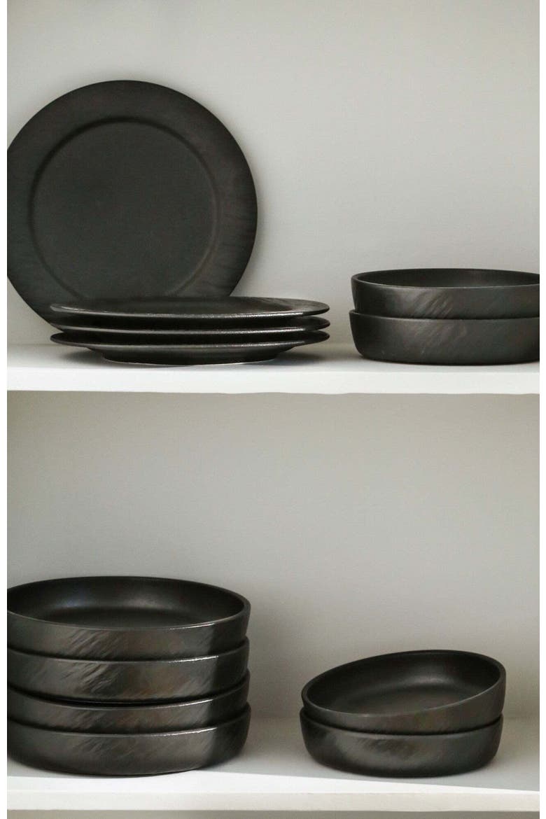 Senso New Bone China 12-Piece Dinnerware Set, Alternate, color, Black