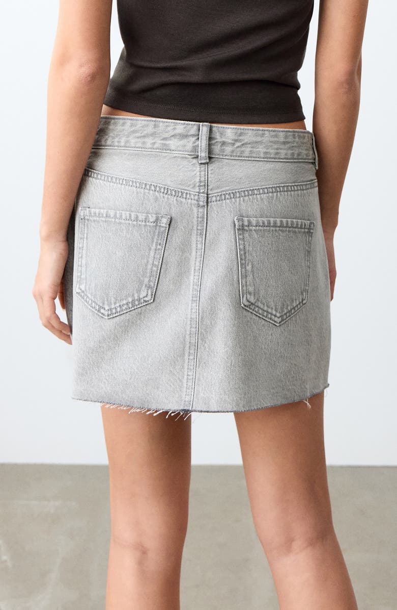 MANGO TEEN Crossover Denim Miniskort, Alternate, color, Denim Grey