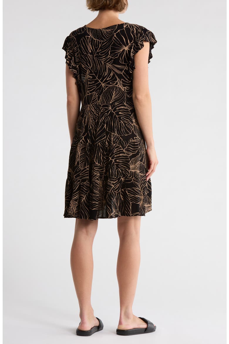Ruffle Tiered Cover-Up Dress, Alternate, color, BLACK NATURAL TROPIC