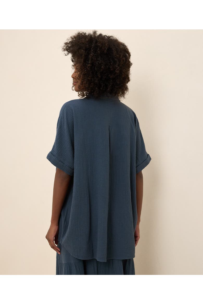 Organic Cotton Coastal Double Gauze Oversized Shirt, Alternate, color, French Navy