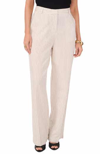 Vince Camuto Pinstripe Wide Leg Cotton & Linen Pants