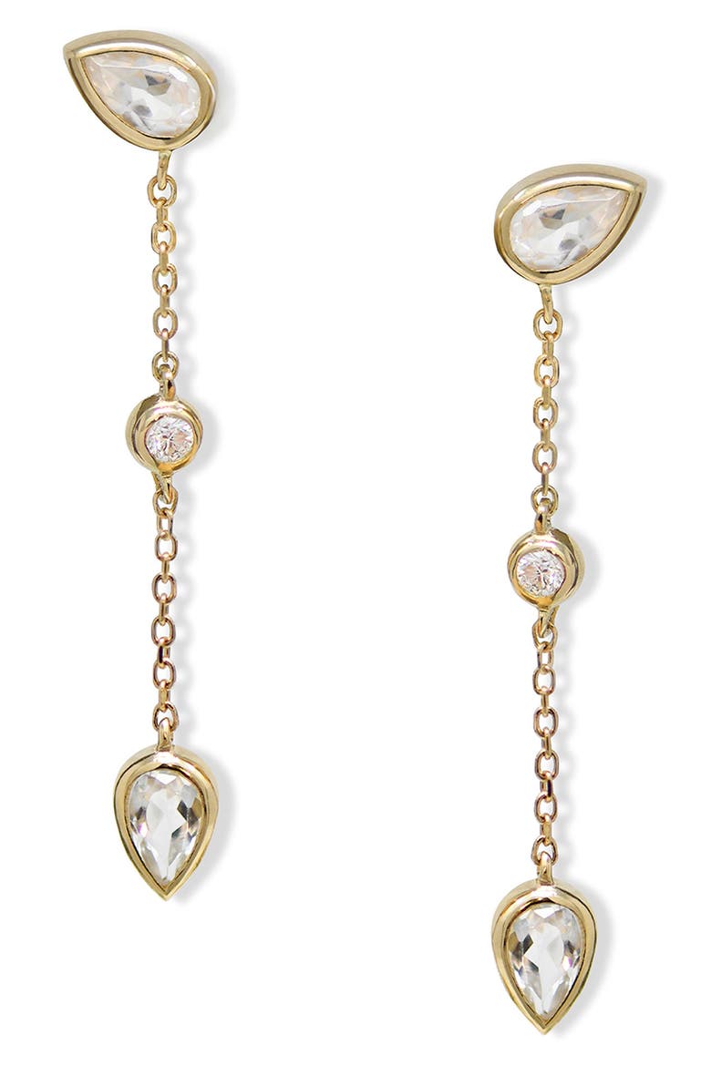 Cléo Eliana Single Chain Earring, Main, color, YELLOW GOLD