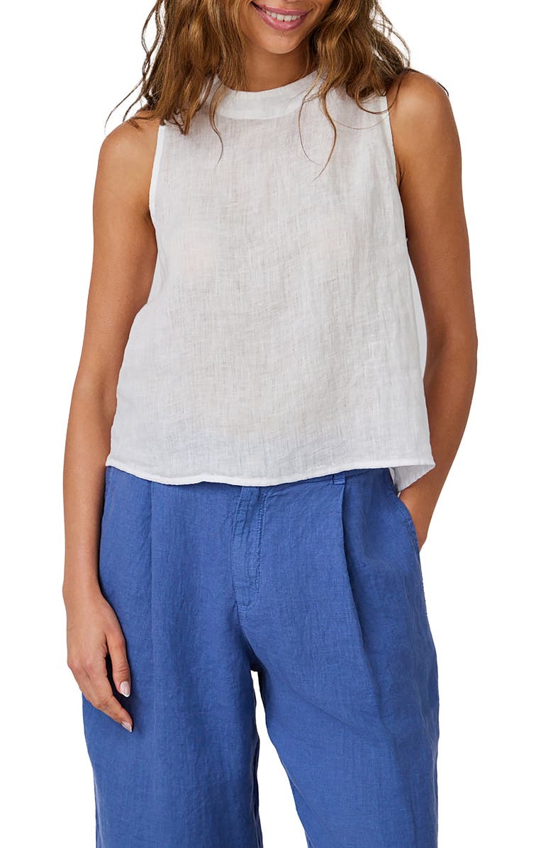 Bella Dahl Back Button Sleeveless Linen Top, Main, color, 