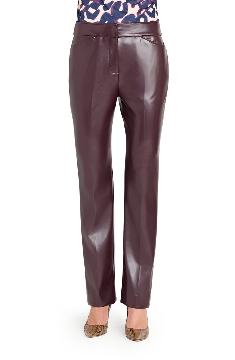 Tahari ASL Faux Leather Pants, Main, color, Plum
