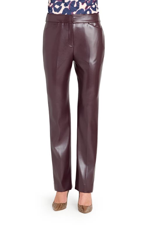 Tahari Asl Faux Leather Pants In Burgundy