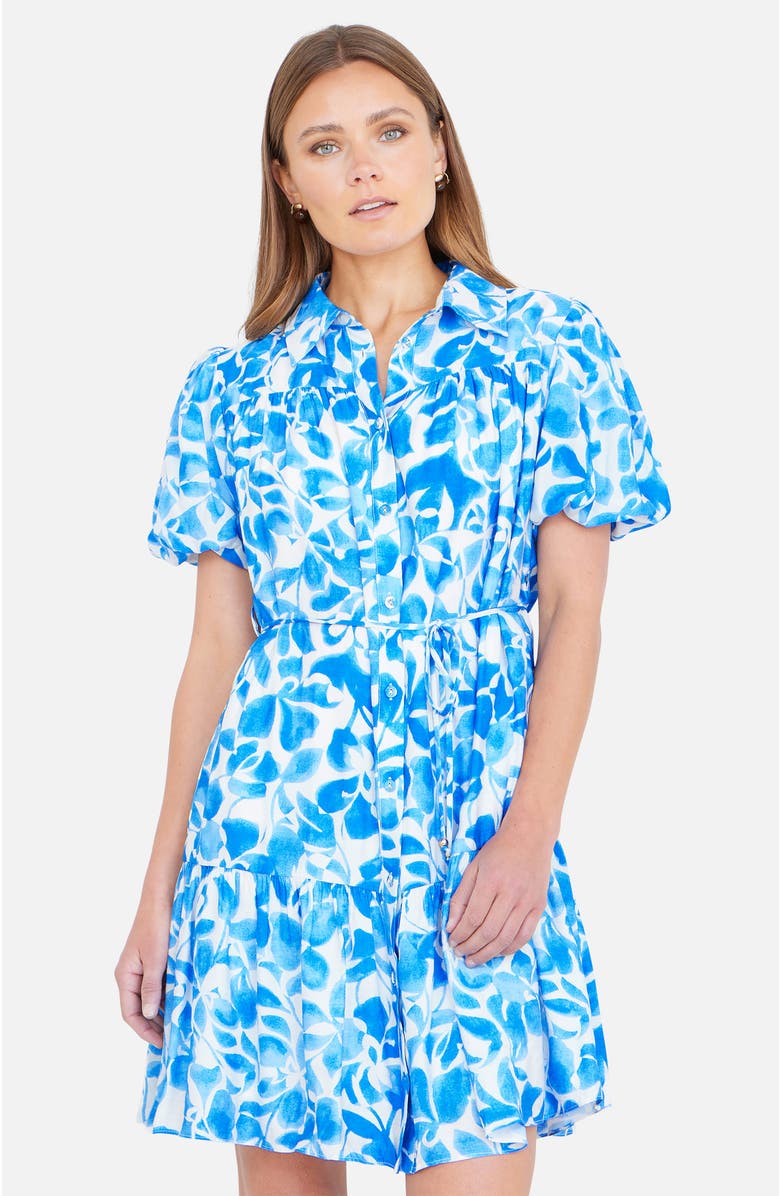 Yumi Floral Print Relaxed Shirt Dress, Alternate, color, Blue