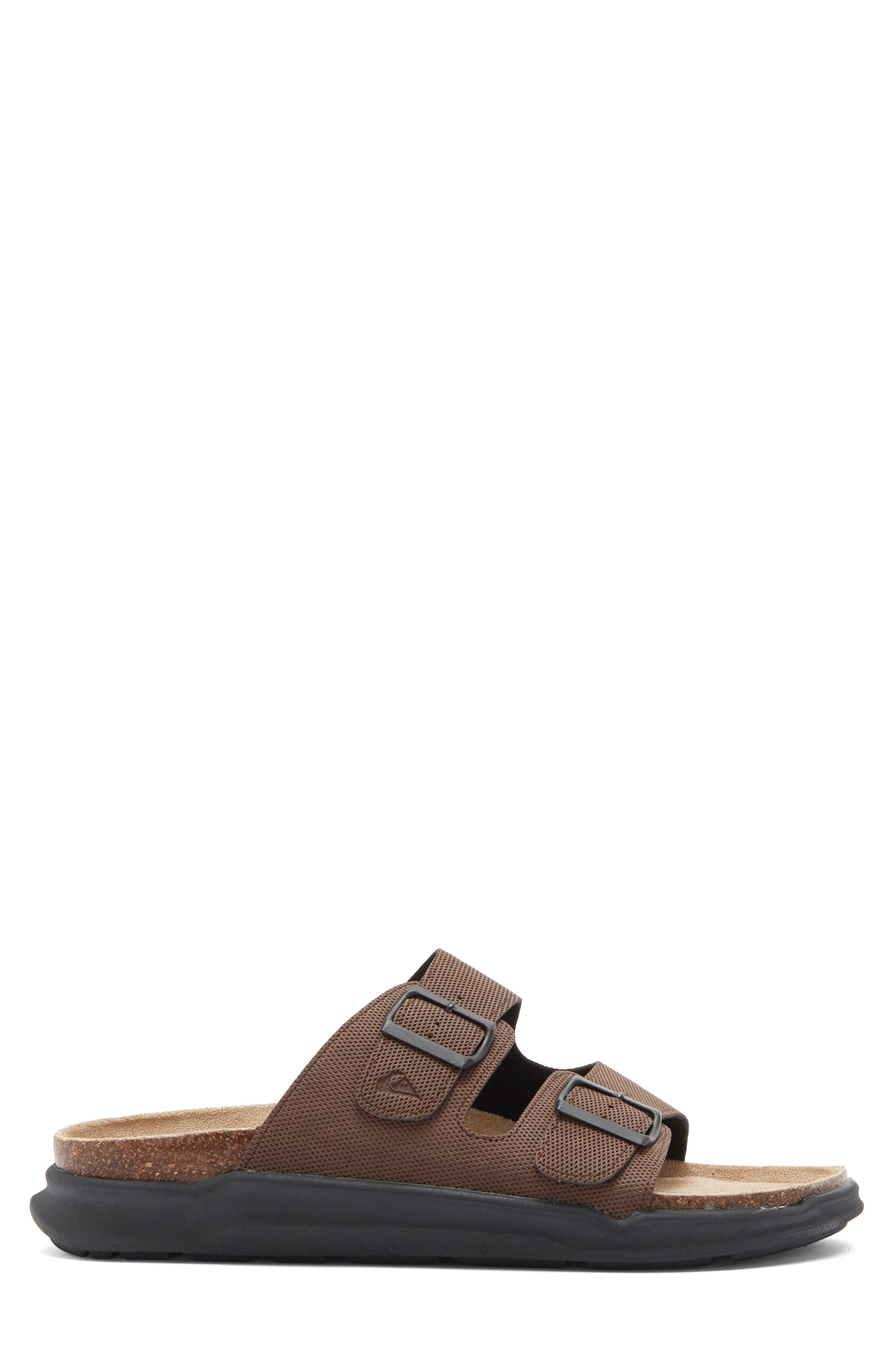 Deck Double Strap Slide Sandal, Alternate, color, DARK BROWN/ TAN/ BLACK