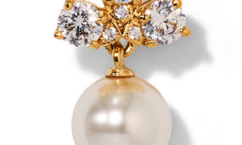 Nadri Faux Pearl Long Linear Drop Earrings In Gold