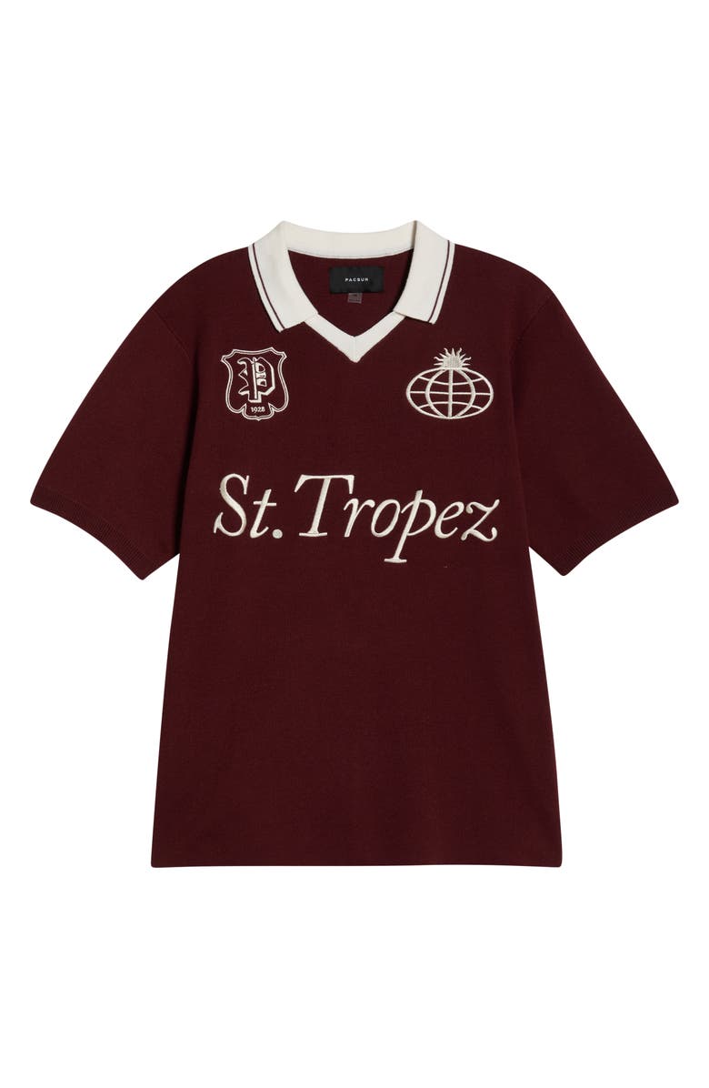 PacSun Club Embroidered Johnny Collar Knit Jersey Polo, Main, color, Burgundy