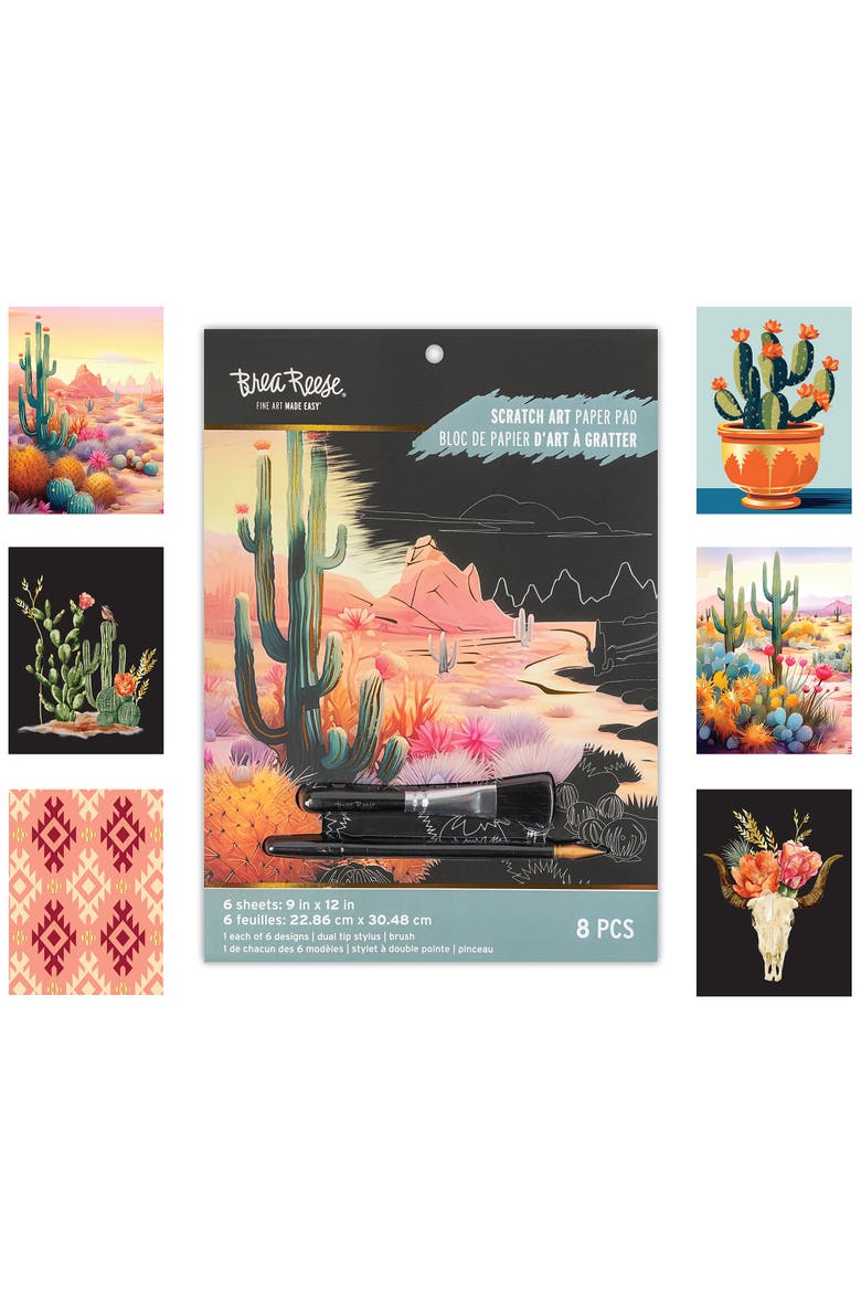 Scratch Art Paper Pad Cactus, Alternate, color, Multicolored