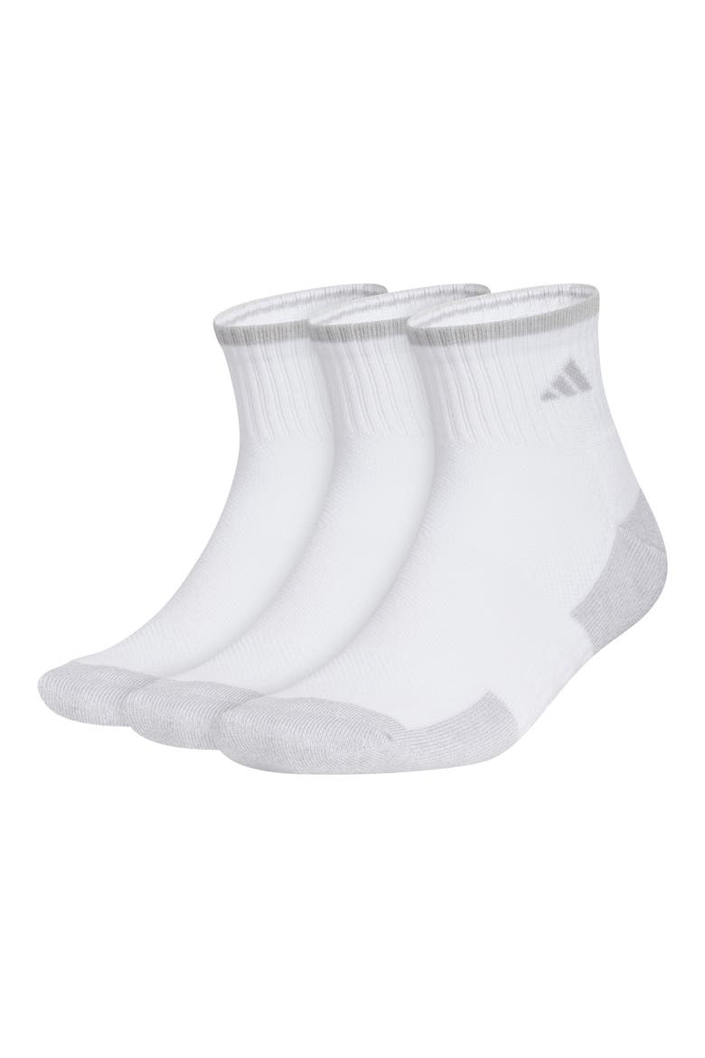 Cushioned 3-Pack Quarter Crew Socks, Main, color, WHITE/ CLEAR ONIX GREY