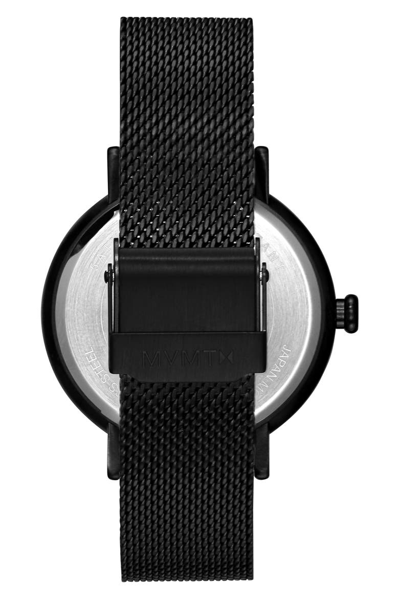 MVMT Dot Mesh Strap Watch, 36mm, Alternate, color, BLACK