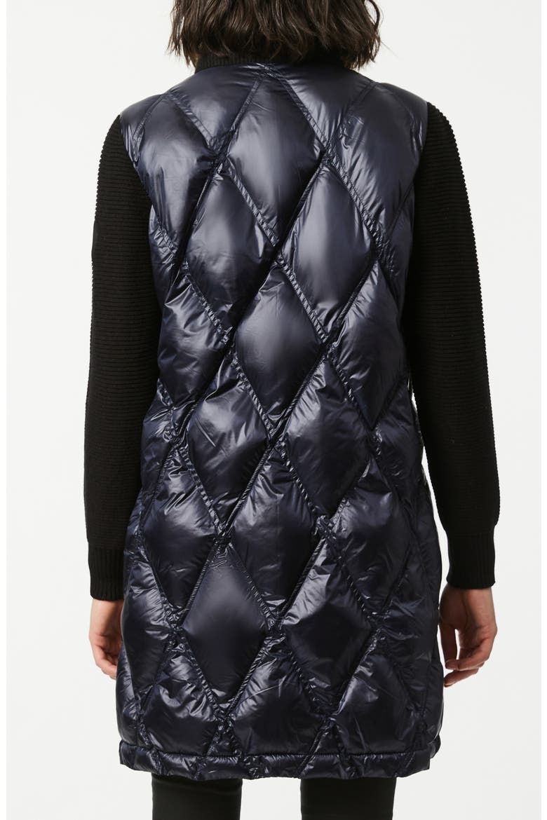 Knit Sleeve Diamond Quilt Puffer Coat, Alternate, color, NAVY
