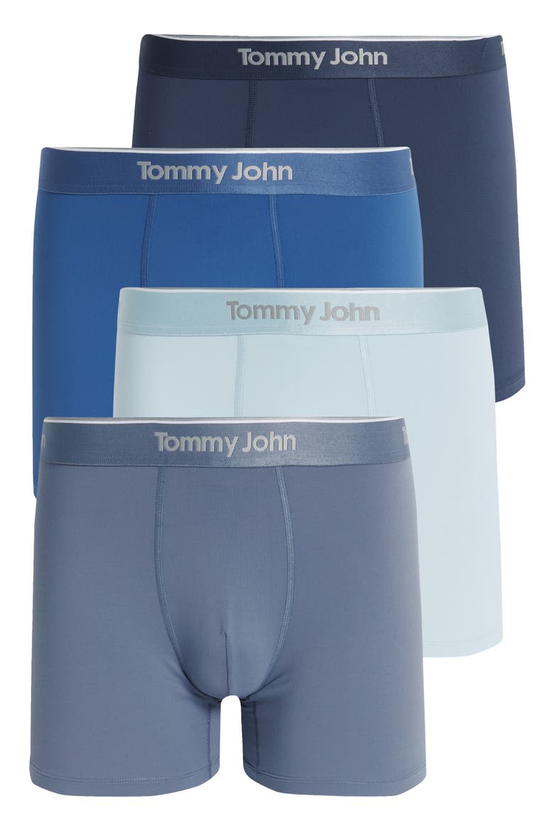 Micro Stretch 4-Pack 4-Inch Boxer Briefs, Main, color, CANAL, BLUE, INDIGO, BLUES
