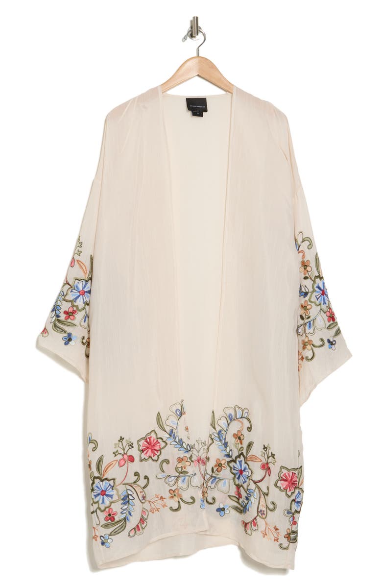 Forgotten Grace Flower Embroidered Long Sleeve Duster, Alternate, color,