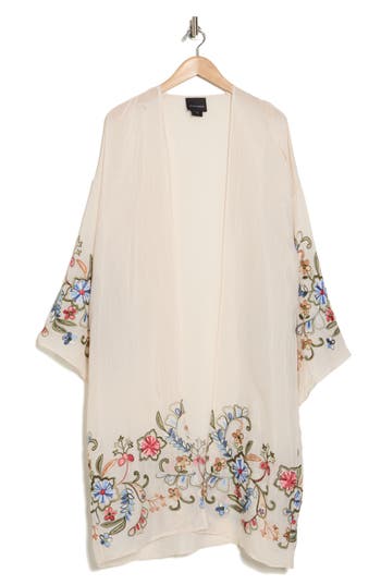 FORGOTTEN GRACE FORGOTTEN GRACE FLOWER EMBROIDERED LONG SLEEVE DUSTER