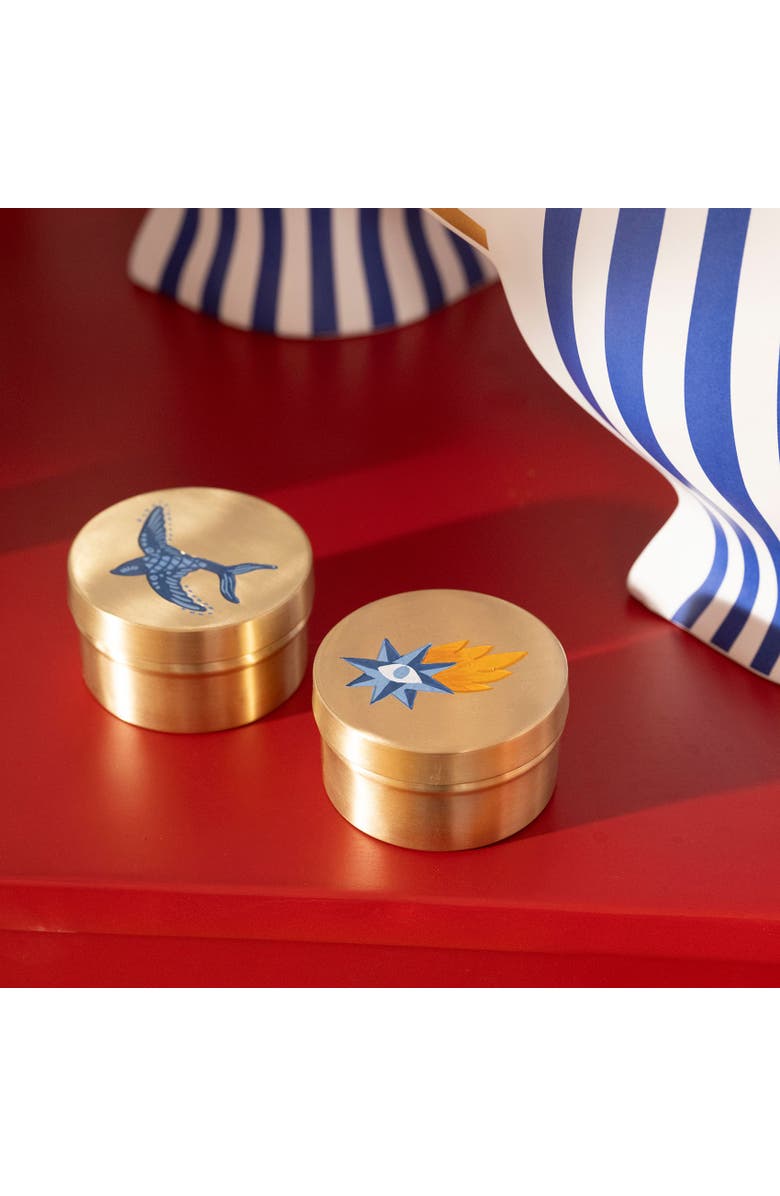 Zsa Zsa Zsu Lotus Brass Decorative Box 2 Pcs Set, Alternate, color, Gold