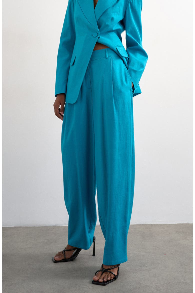 Occasion Barrel Pants, Main, color, TURQUOISE
