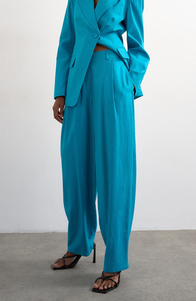 Topshop Occasion Barrel Pants, Main, color, Turquoise