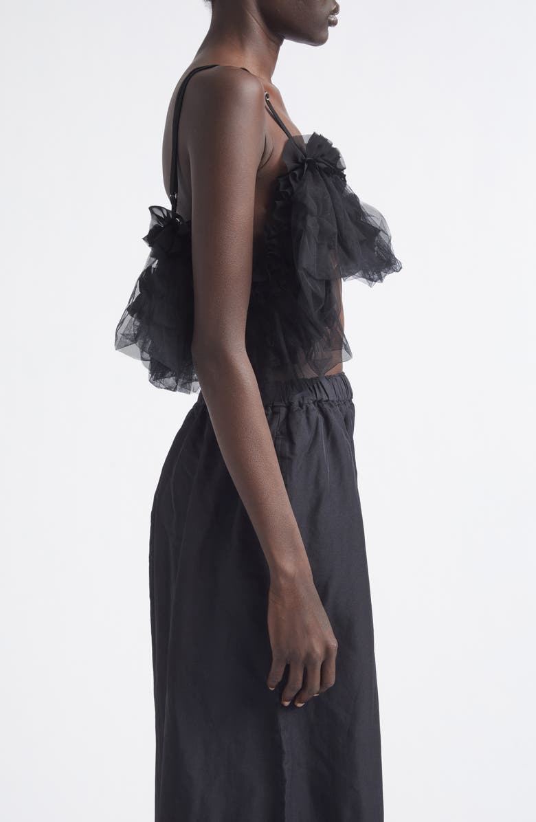 Noir Kei Ninomiya Ruffled Georgette & Tulle Crop Top, Alternate, color, Black