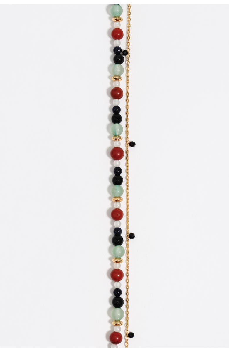 Bimba y Lola Double-Layer Heart Logo Chain Stones Bracelet, Alternate, color, Black