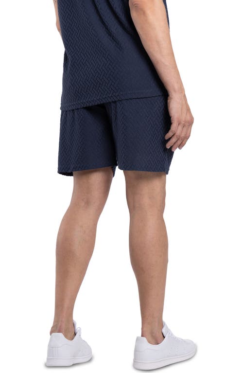Shop Spring + Mercer Casual Jacquard Terry Shorts In Dusty Ink Blue
